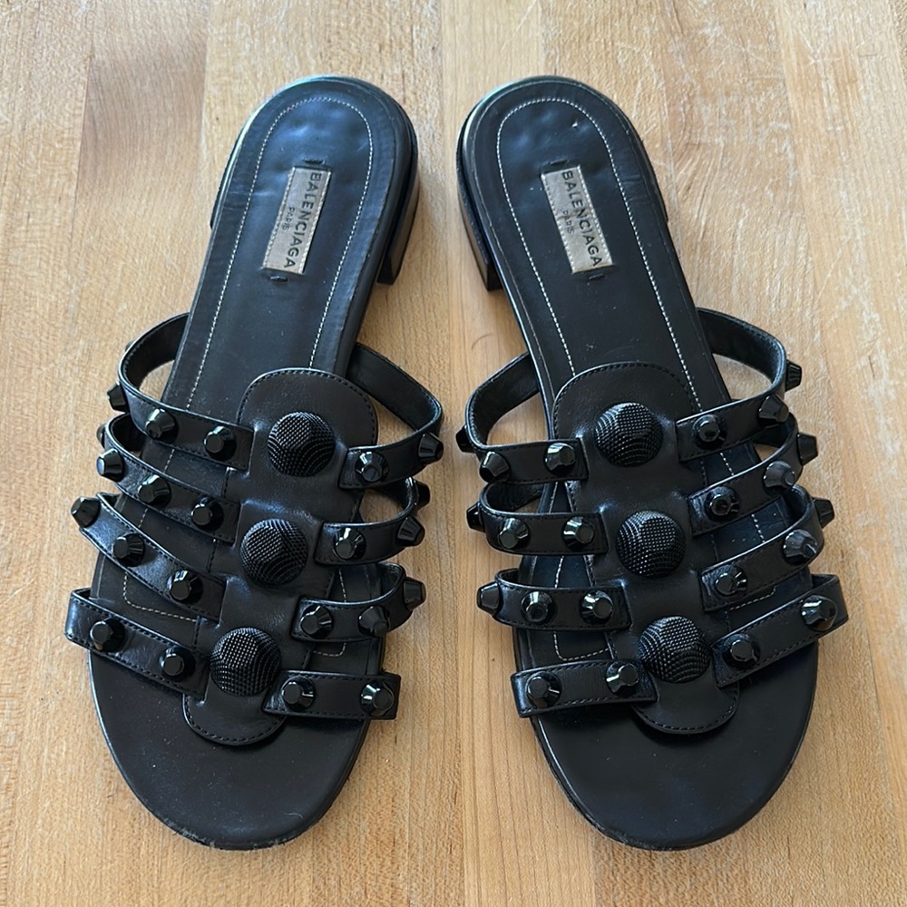 Balenciaga Black Embellished Sandals